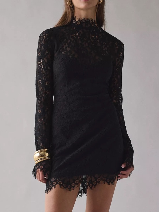 Dresses & Skirts - PROSECCO “BLUE” full lace long sleeve mini dress